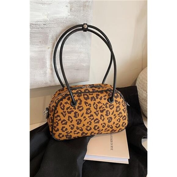 Leopard Suede Medium Shoulder‎ Bag - Picture 1 of 6